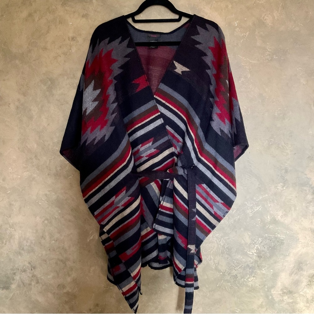 mark. Southwestern Draped Belted Poncho Wrap Sweater
